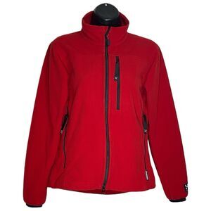 Haglofs Fleece Jacket Womens S Red Gore Windstopper Full Zip High Neck Gorpcore